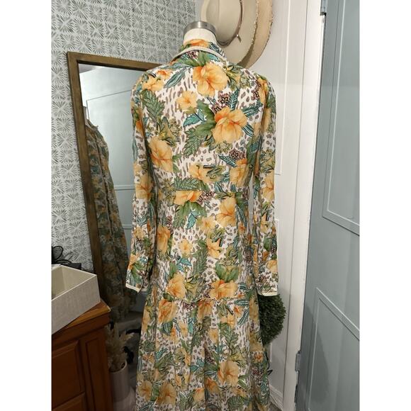 Bergdorf Goodman Aqua Blu Australia Dahlia Helena Button-Front Maxi Dress Small - Picture 5 of 11